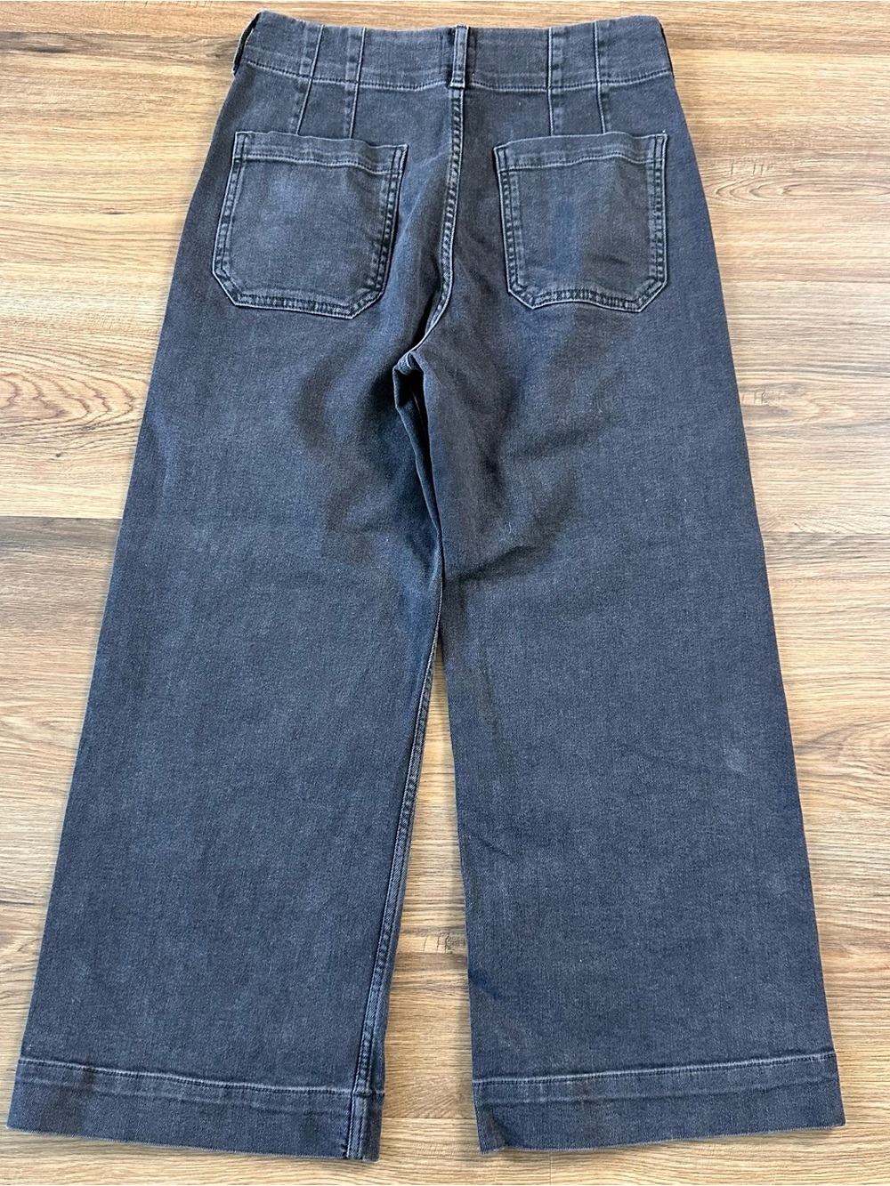 Maeve Colette Cropped Wide Leg Black Denim Pants Jeans Size 28 Stretch Boho EUC - Picture 9 of 11